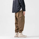 Men's Japanese Casual Loose Workwear Cropped Pants