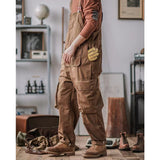 Men's Vintage Casual Solid Straight Multi-pocket Cargo Overalls