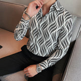 Men's Long Sleeve Floral Square Neck Shirt