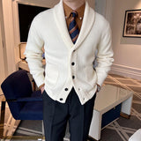 Men's Vintage Business Slim Shawl Collar Knit Cardigan Jacket