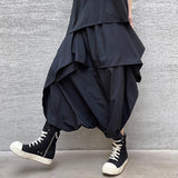 Men's Summer Casual Fashion Harem Pants with Side Pockets and Wide Leg Capri Skirt