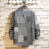 Japanese Retro Irregular Stitching Long Sleeve Shirt