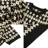 Check Jacquard Slim Fit Crew Neck Sweater