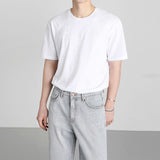 Men's Casual Simple Cotton Solid Color Round Neck Short-sleeved Loose T-Shirt