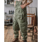 Men's Vintage Casual Solid Straight Multi-pocket Cargo Overalls