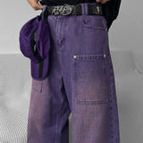 Men's Purple Purple Straight Loose Jeans