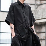 Male Casual Contrast Color Drape Long Sleeve Shirt