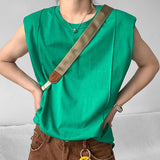 Men's Sleeveless T-Shirt Shoulder Pads Loose Vest