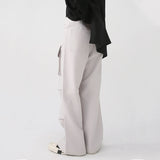 Men Casual Loose Straight Wide Legs Pocket Cargo Pants