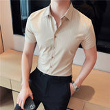 Men's Business Casual Slim Fit Striped Long Sleeve Shirt