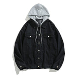 Men's Casual Loose Contrast Panel Hooded Denim Jacket