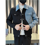 Men's Casual Colorblock Plaid Slim Jacket