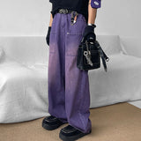 Men's Purple Purple Straight Loose Jeans