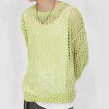 Solid Color Cutout Thin Crew Neck Sweater