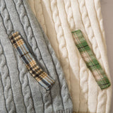 Twist Couple Plaid Stitching Cardigan Sweater