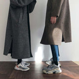 Vintage Plaid Mid Length Coat