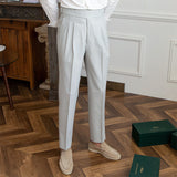 Men's Business Casual High Waisted Pants Slim Fit Dress Pants