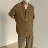 Men's Vintage Pocket Satin Mid-sleeve Shirt