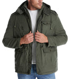 Men's Plus Size Lamb Velvet Hooded Cotton Jacket Thickened Multi-pocket Cotton Top Casual Mid-length Jacket