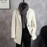 Casual Striped Mid-length Suit Collar Coat