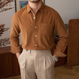 Men's Japanese Retro Casual Corduroy Long Sleeve Shirt