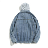 Men's Casual Loose Contrast Panel Hooded Denim Jacket