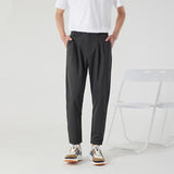 Men's Casual Solid Color Loose Straight Thin Cropped Pants