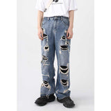 Men Retro Street Hip Hop Ripped Straight Jeans