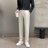 Men's Business Loose Straight Pants Elastic Waist Casual Suit Pants