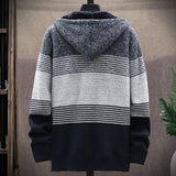 Men's Plush Sweater Plus Size Jacket Hooded Knit Cardigan