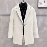 Casual Striped Mid-length Suit Collar Coat