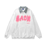 Street Foam Letter Lapel Casual Sweatshirt