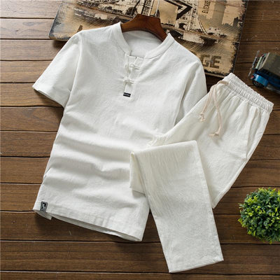 Summer Casual Suit Men's Short-sleeved T-shirt and Trousers