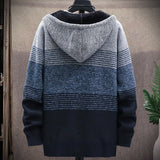 Men's Plush Sweater Plus Size Jacket Hooded Knit Cardigan