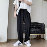 Casual Solid Color Drape Drawstring Elastic Waist Trousers