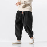 Men Japanese Casual Solid Color Baggy Pants