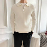 Men's Casual Half Zipper Lapel POLO Long Sleeve Knitwear