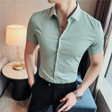 Men's Business Casual Slim Fit Striped Long Sleeve Shirt