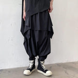 Men's Summer Casual Fashion Harem Pants with Side Pockets and Wide Leg Capri Skirt