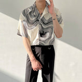 Men's Summer Geometric Print Drape Short Sleeve Shirt