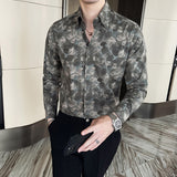 Men's Business Casual Slim British Floral Shirt