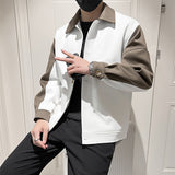 Men's Casual Lapel Color Block Jacket