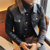 Men's Fleece Padded Leather Biker Jacket