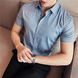 Men's Business Casual Slim Fit Striped Long Sleeve Shirt