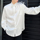 Men Summer Casual Glossy Long Sleeve Shirt