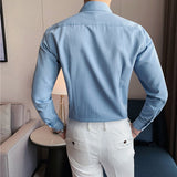 Men's Solid Color V-Neck Long Sleeve Shirt