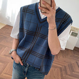 College Check Casual Knit Vest