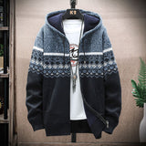 Men's Winter Knitted Fleece Plus Size Hooded Jacket