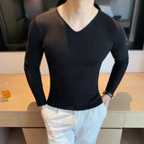 Men Low Neck Tight Long Sleeve Bottoming Shirt