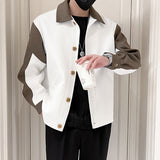 Men's Casual Lapel Color Block Jacket